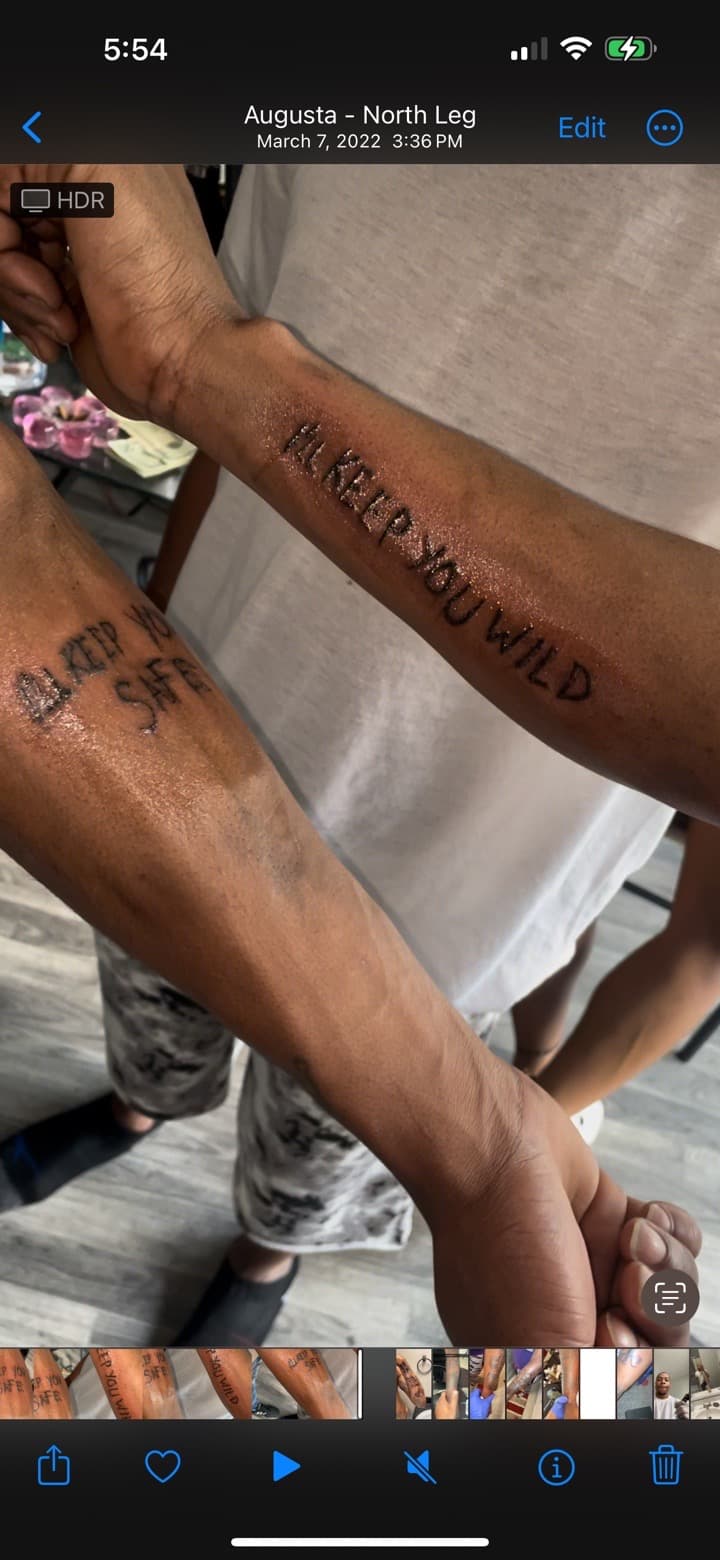 Lettering + Script quote tattoo on Forearm by Quis on TattMe