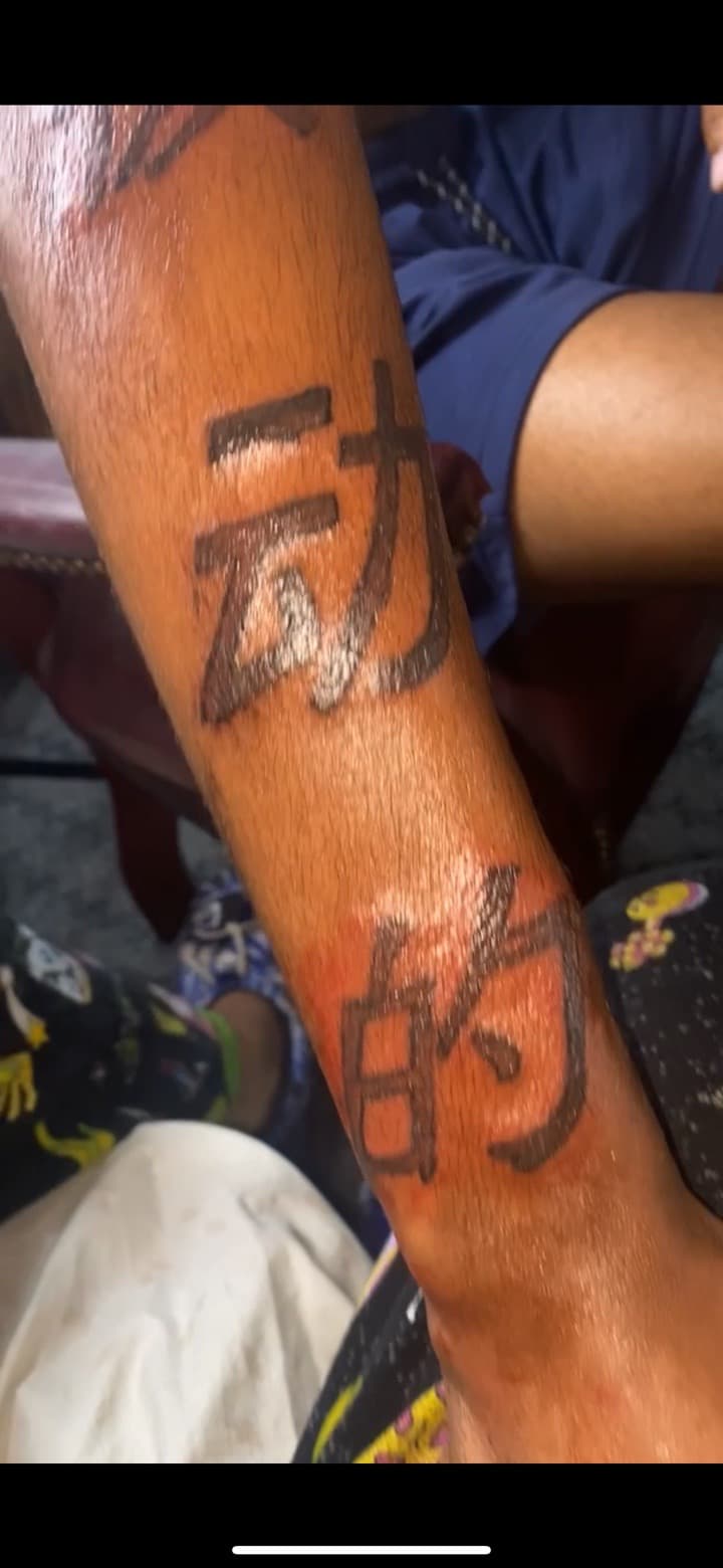 Lettering + Script characters tattoo on Forearm by Quis on TattMe