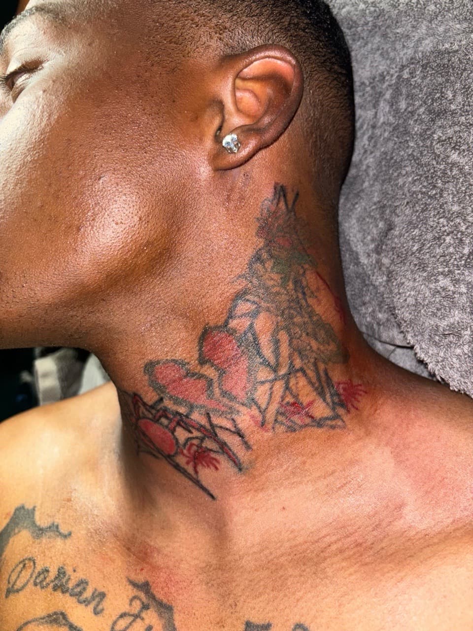 Illustrative + Color flowers tattoo on Neck (Side) by Quis on TattMe