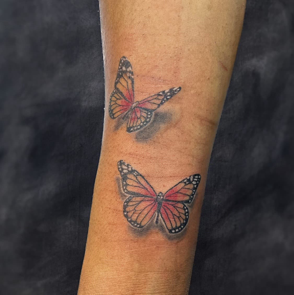 3D + Color butterflies tattoo on Forearm by Adriana on TattMe