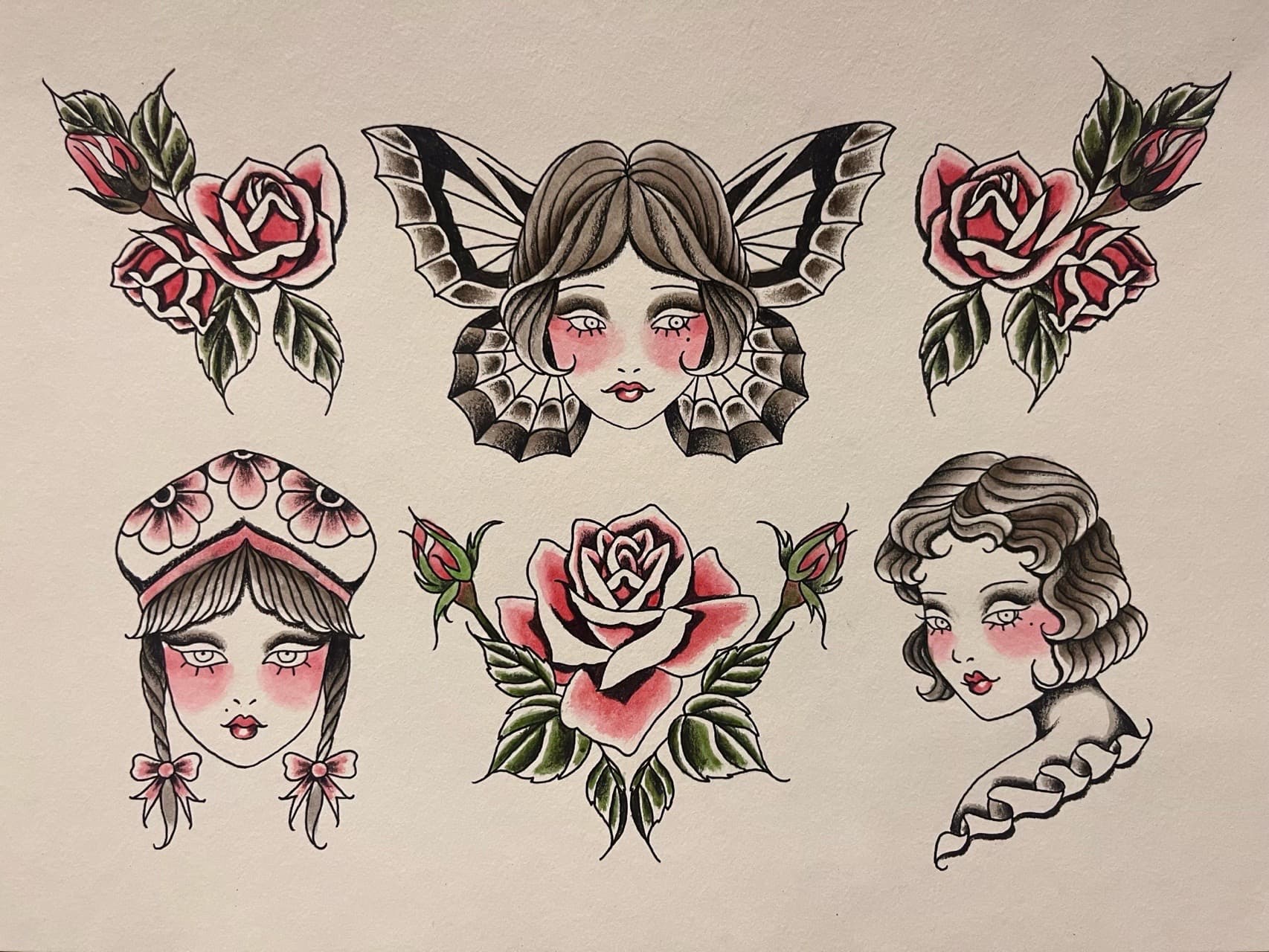 Traditional + Floral roses tattoo by Adriana on TattMe