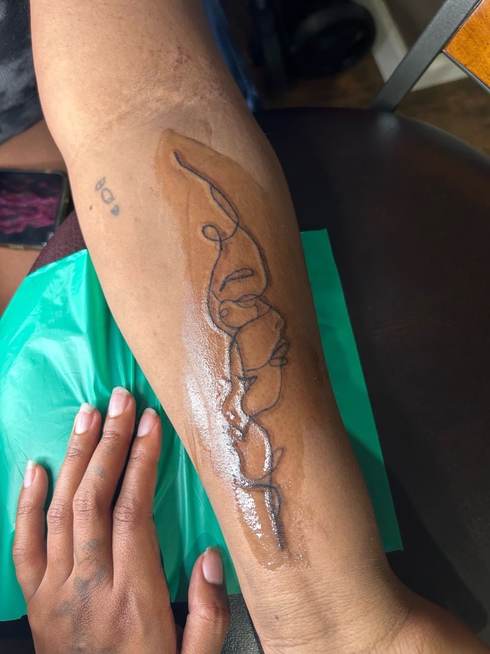 Fine Line + Continuous Line faces tattoo on Forearm by inkT on TattMe