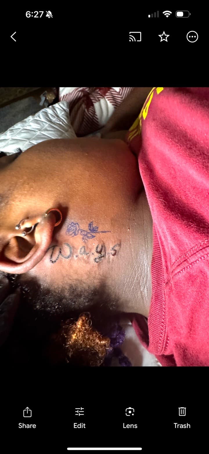 Lettering + Script rose tattoo on Neck (Side) by inkT on TattMe
