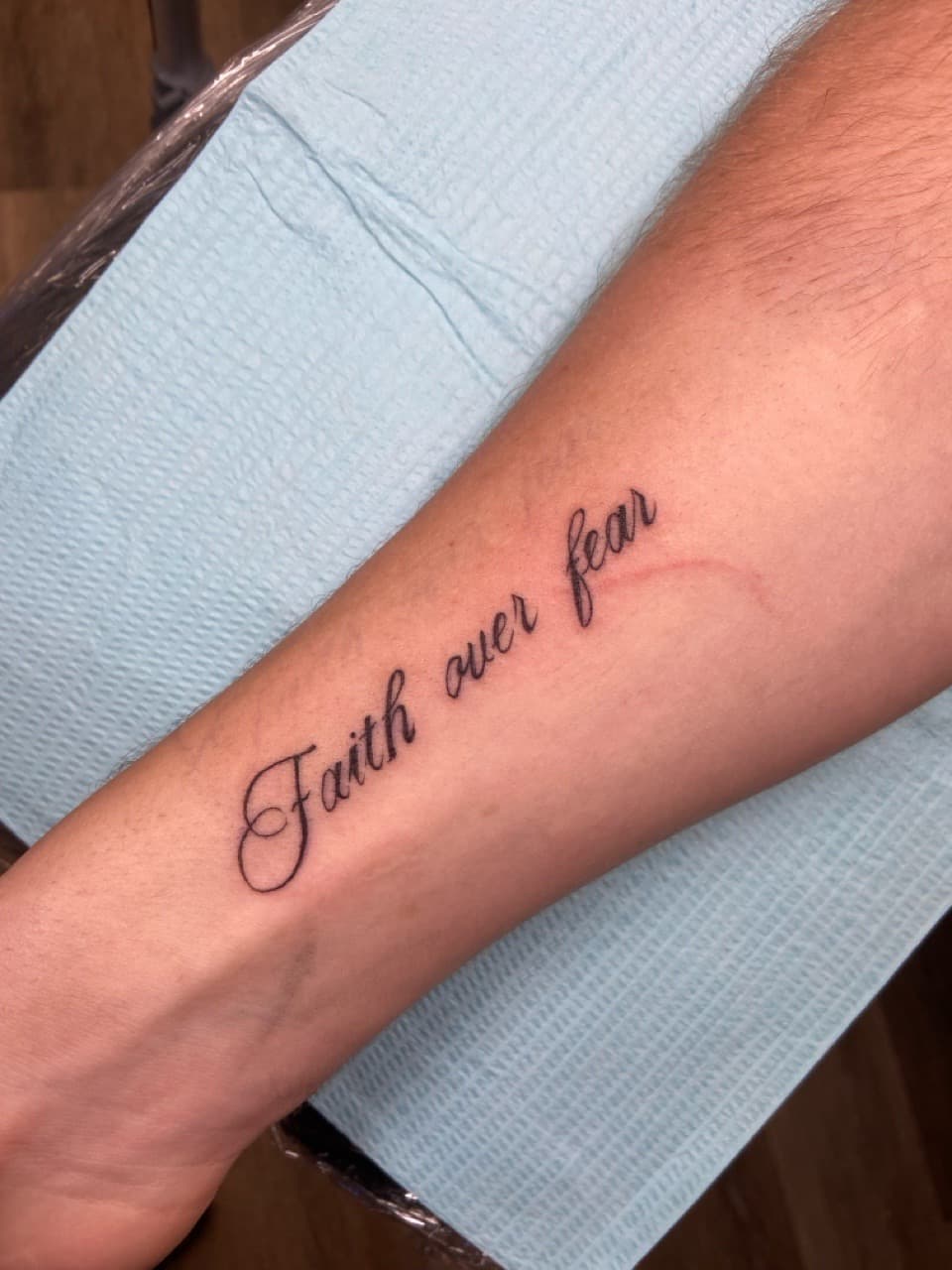 Lettering + Script faith tattoo on Forearm by Jniceinkz on TattMe
