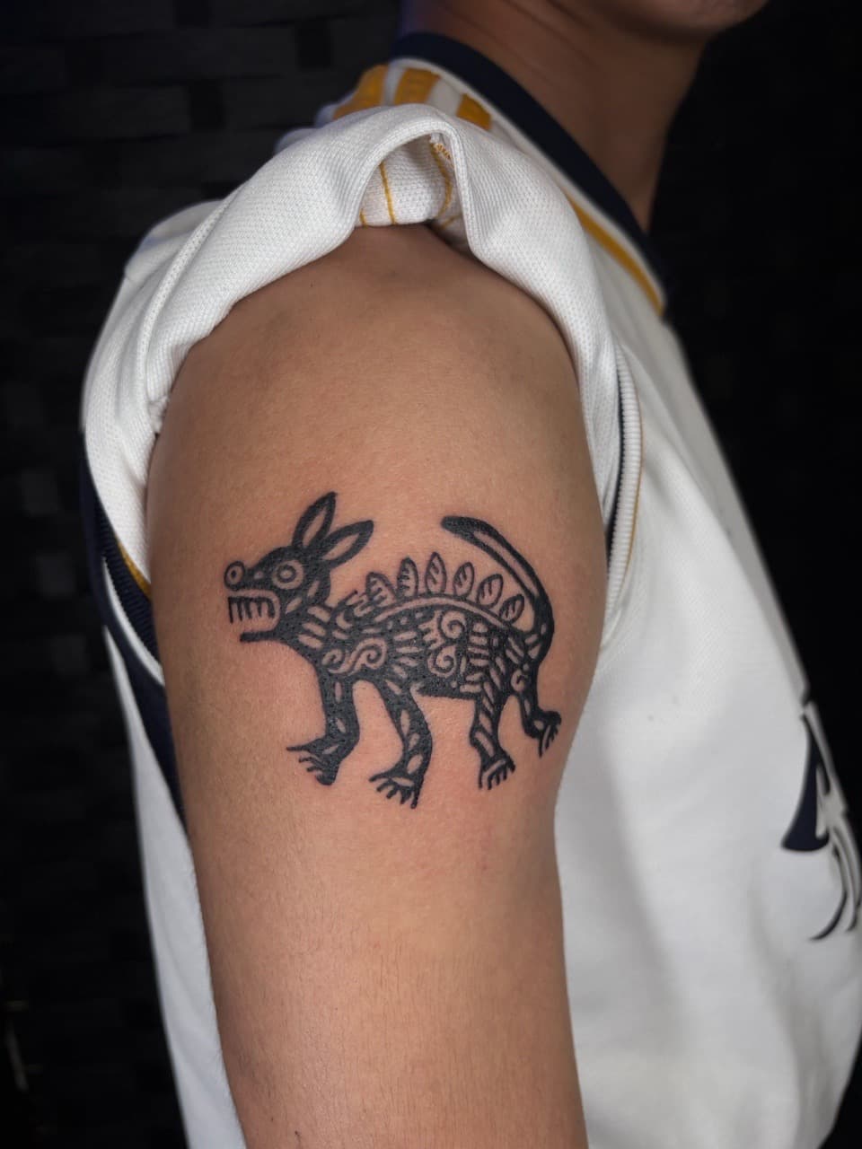 Black-work + Tribal dog tattoo on Upper Arm by Jniceinkz on TattMe
