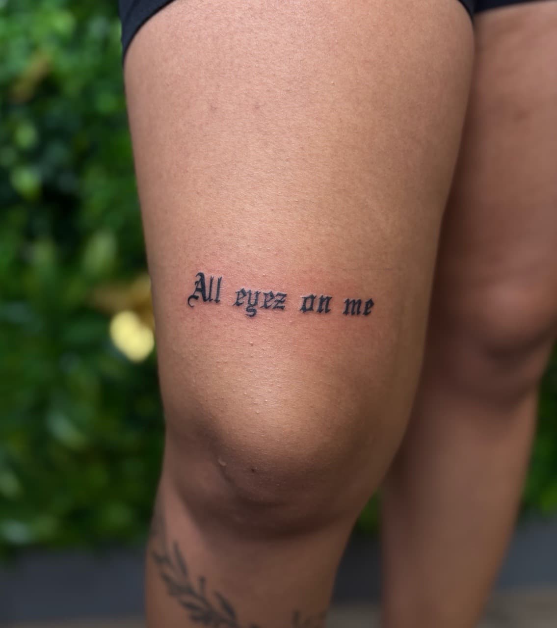 Lettering + Script quote tattoo on Thigh by Jniceinkz on TattMe