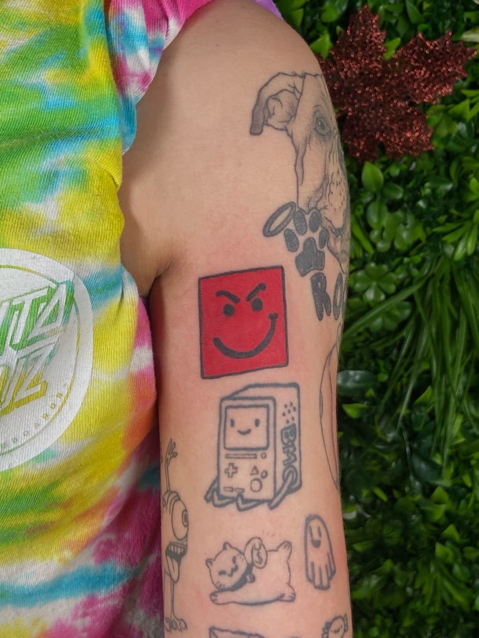 Illustrative + Cartoon angry face tattoo on Upper Arm by Jniceinkz on TattMe