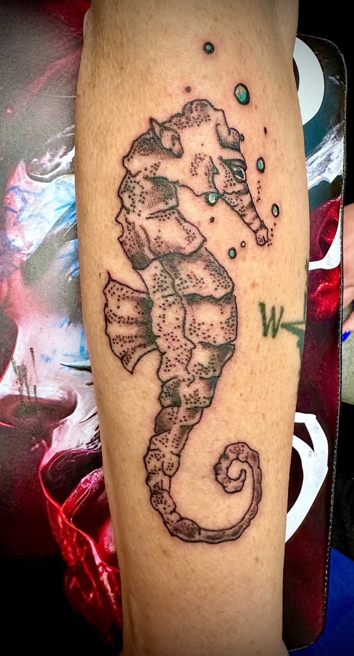 Fine Line + Illustrative seahorse tattoo on Forearm by Taking_Art_2_The_Streets_1 on TattMe