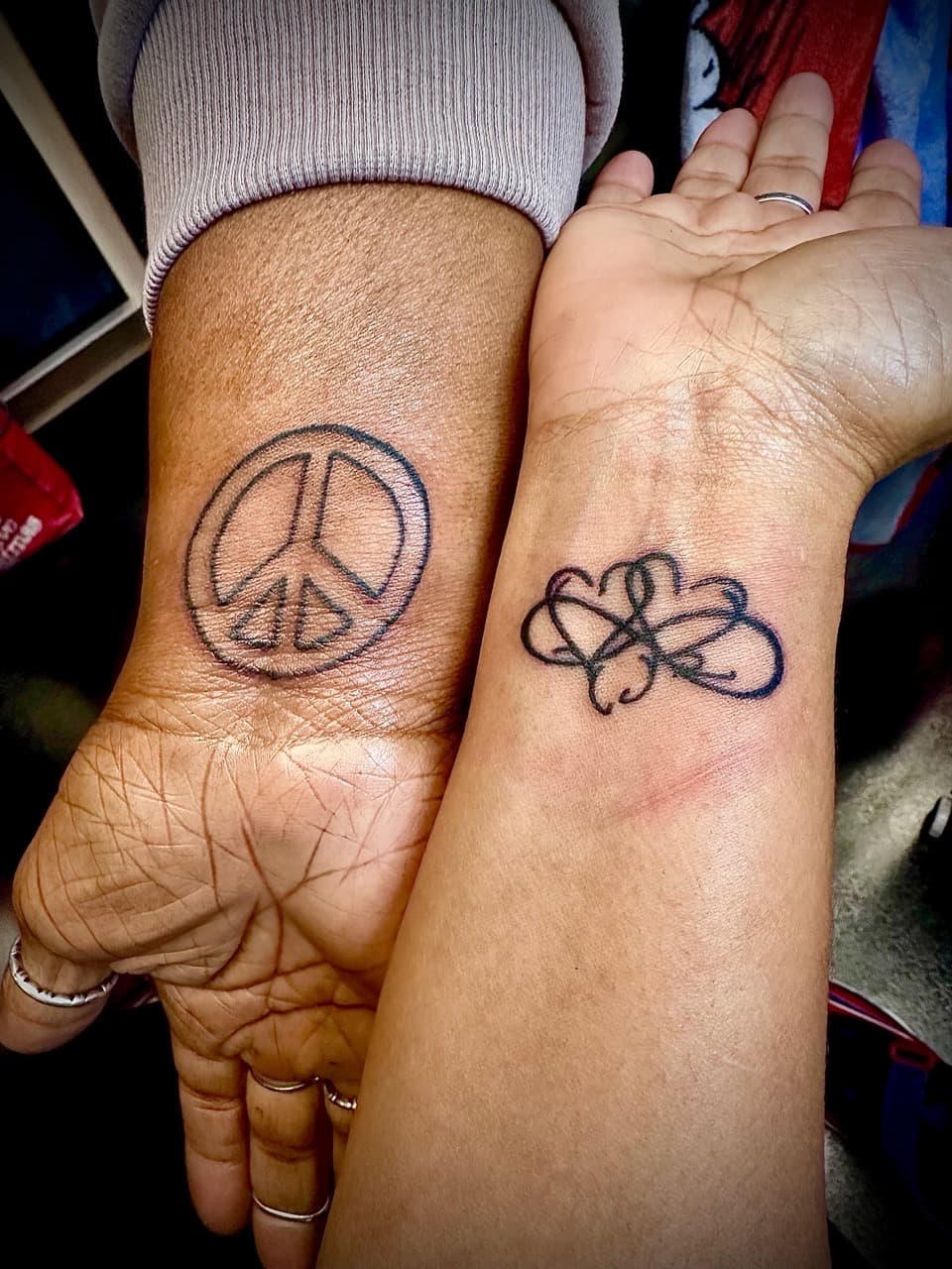 Fine Line + Minimalist peace sign tattoo on Wrist by Taking_Art_2_The_Streets_1 on TattMe