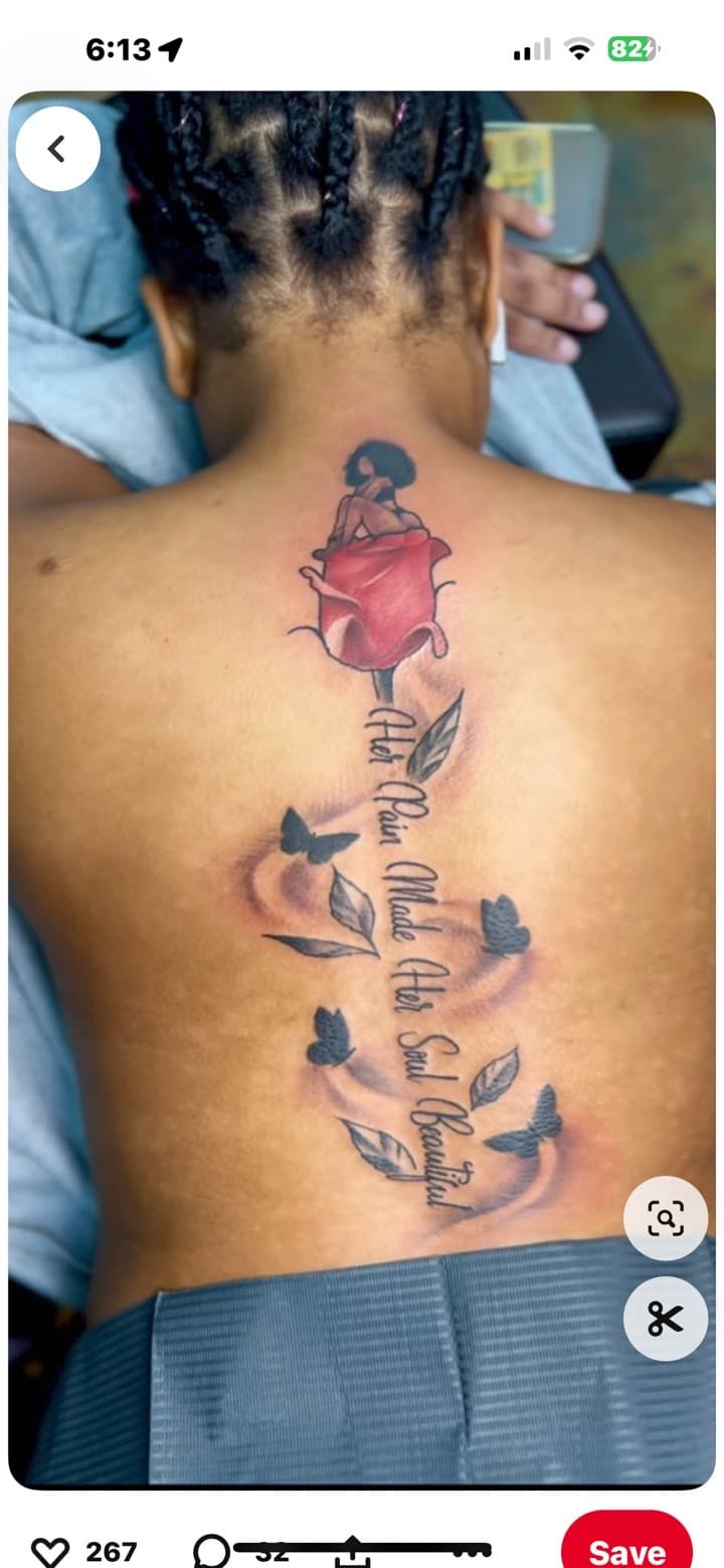 Color + Illustrative woman tattoo on Spine by Taking_Art_2_The_Streets_1 on TattMe