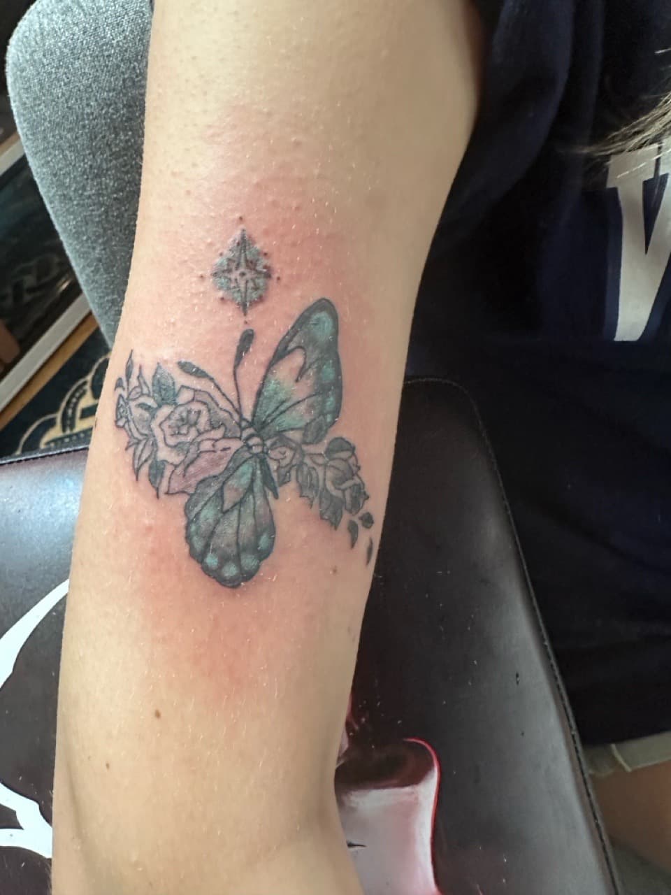Color + Floral butterfly tattoo on Forearm by Taking_Art_2_The_Streets_1 on TattMe