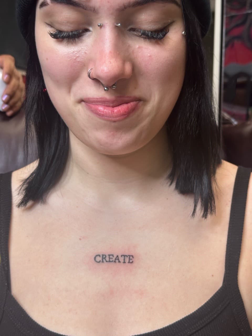 Lettering + Minimalist word tattoo on Sternum by Taking_Art_2_The_Streets_1 on TattMe