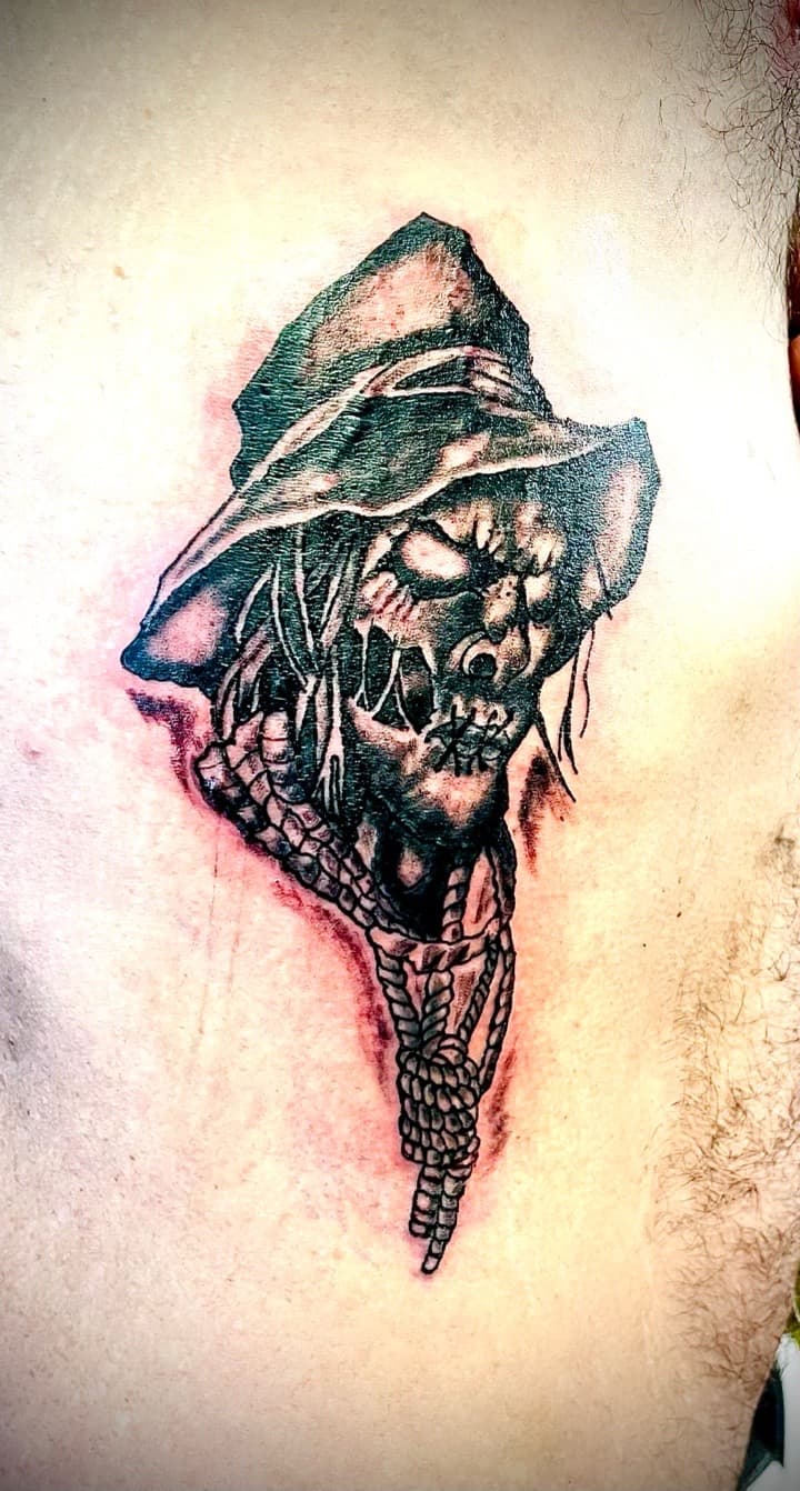 Black & Grey + Horror scarecrow tattoo on Stomach by Taking_Art_2_The_Streets_1 on TattMe