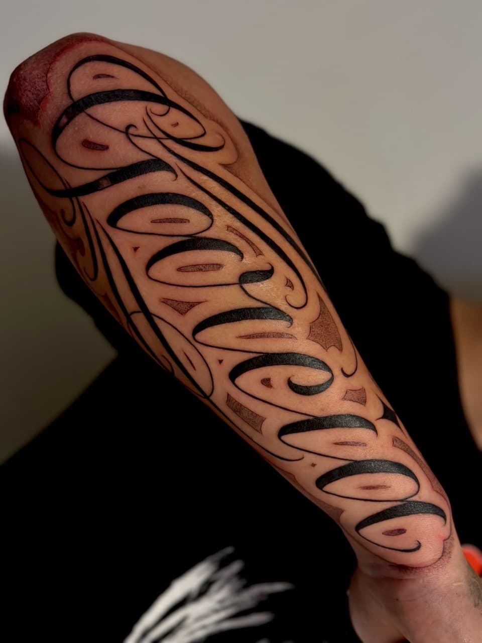 Lettering + Script flourishes tattoo on Forearm by Danny_Orellana on TattMe