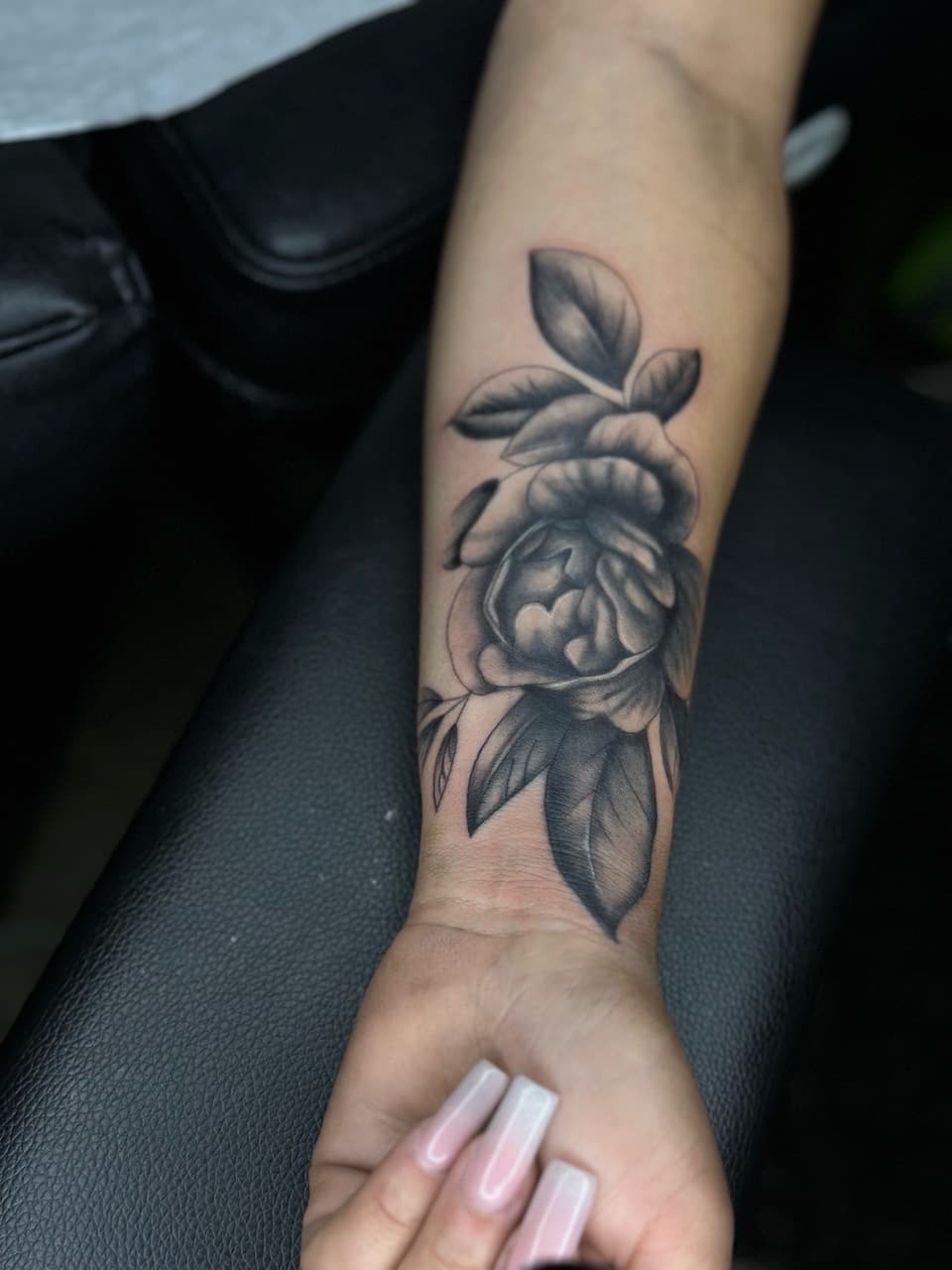 Black & Grey + Floral rose tattoo on Forearm by SalinasTatto on TattMe