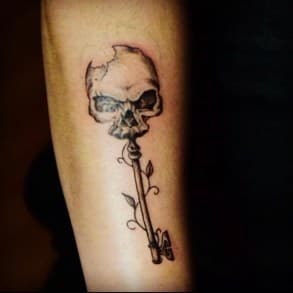 Black & Grey + Illustrative skull tattoo on Forearm by Blessed_Ink_Therapy on TattMe