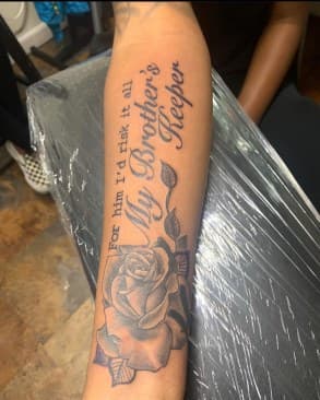 Black & Grey + Floral rose tattoo on Forearm by Blessed_Ink_Therapy on TattMe