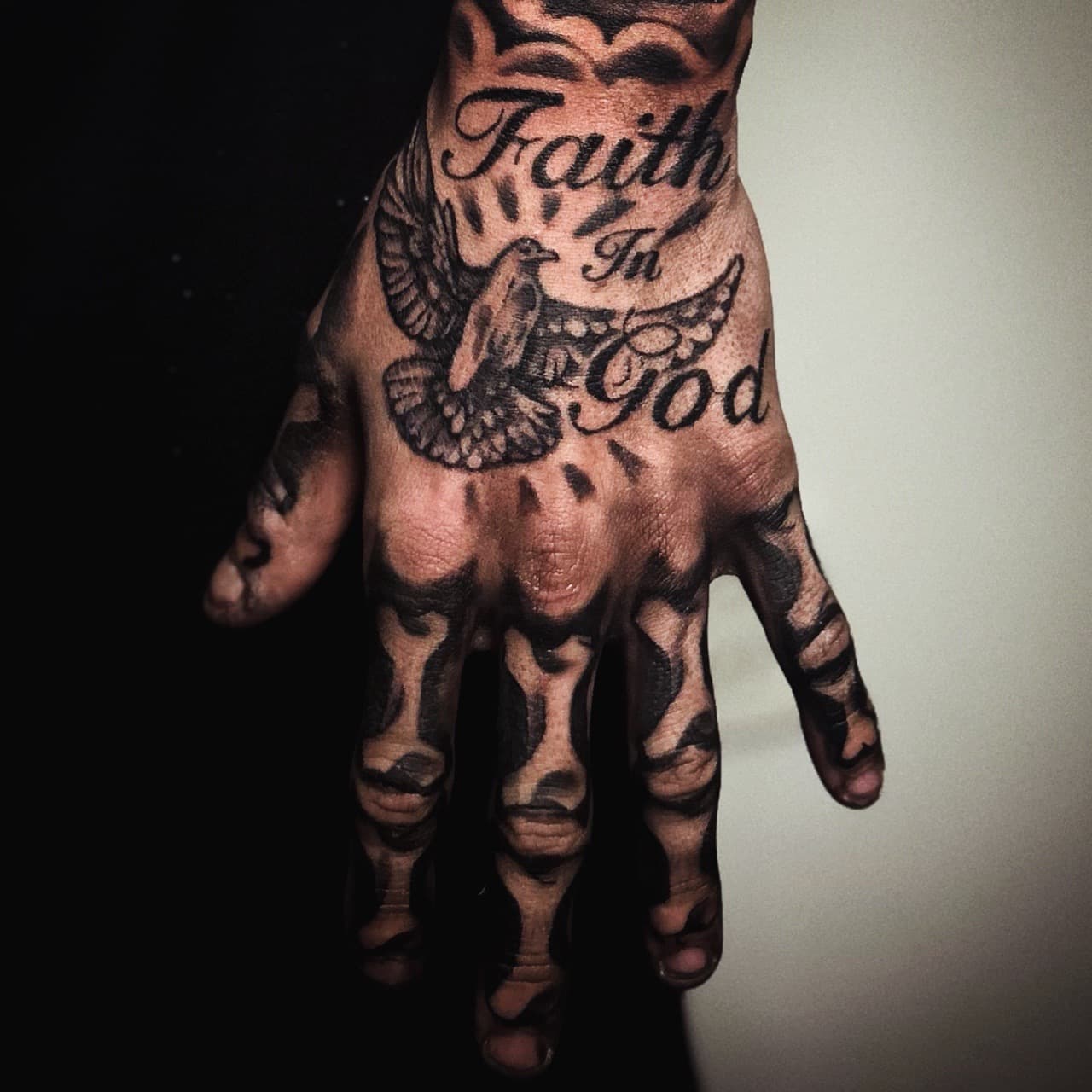 Lettering + Script dove tattoo on Hand by KG_PURE on TattMe