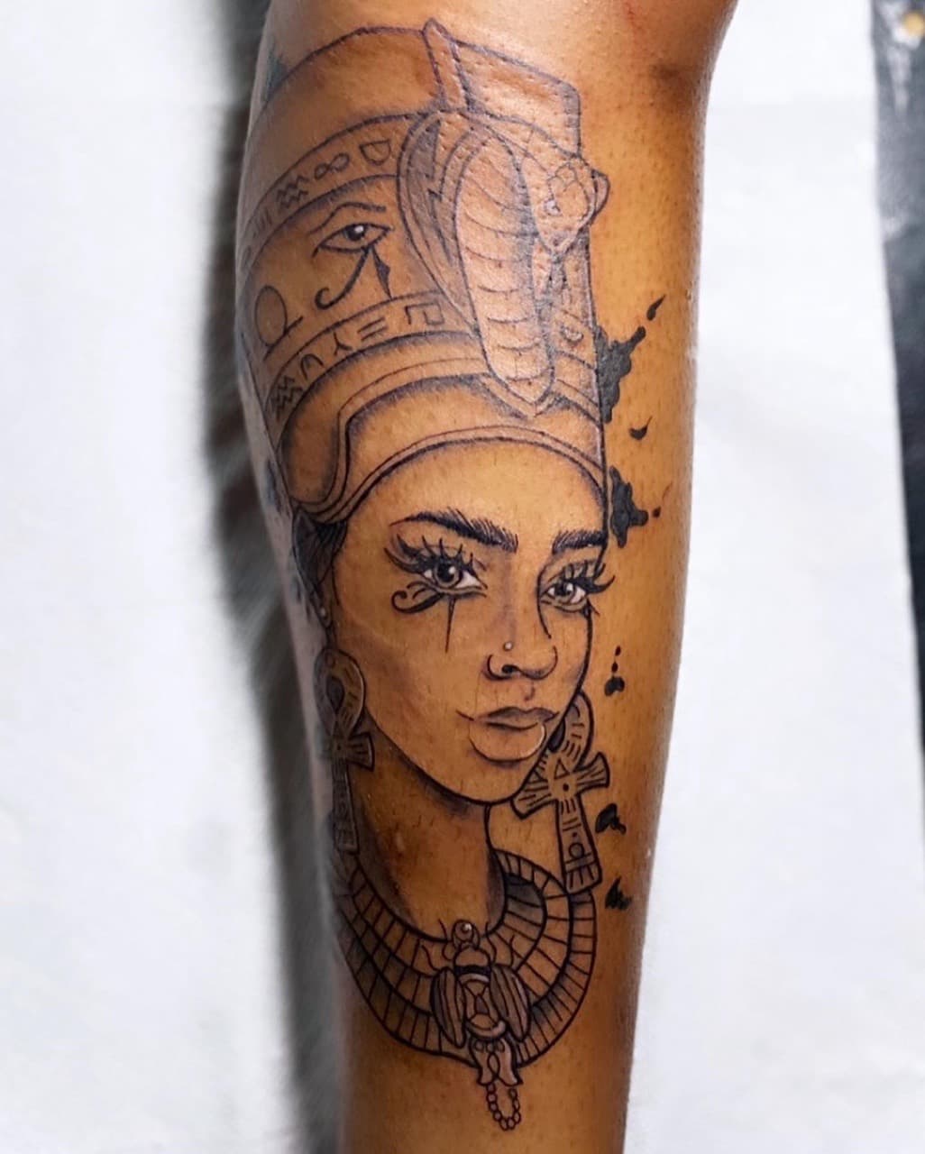 Black & Grey + Illustrative woman tattoo on Calf by KG_PURE on TattMe