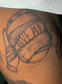 Black & Grey + Line-work ninja turtle tattoo on Thigh by Diorrvee on TattMe