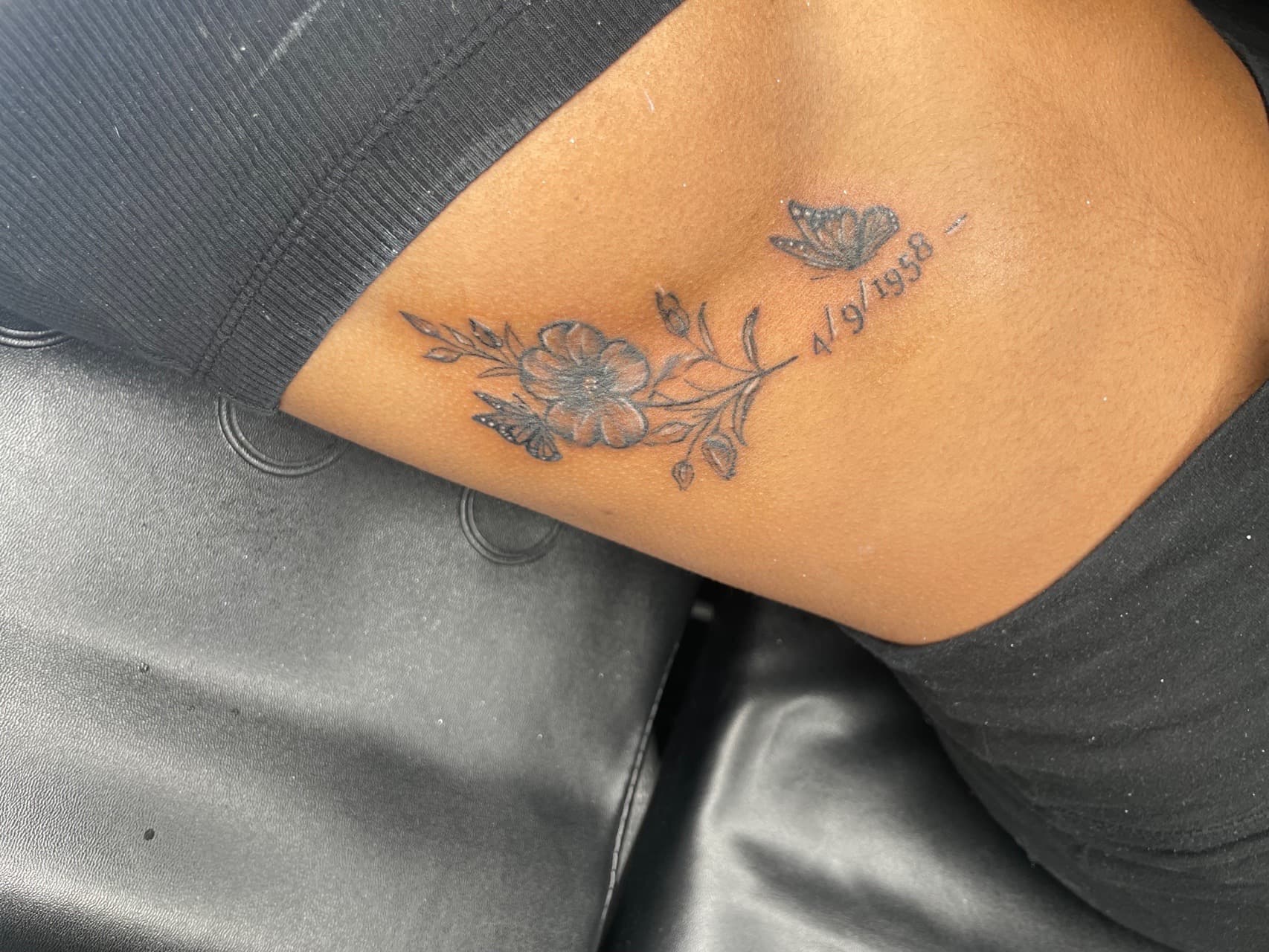 Fine Line + Black-work flowers tattoo on Hip by Princessyz_Ink on TattMe