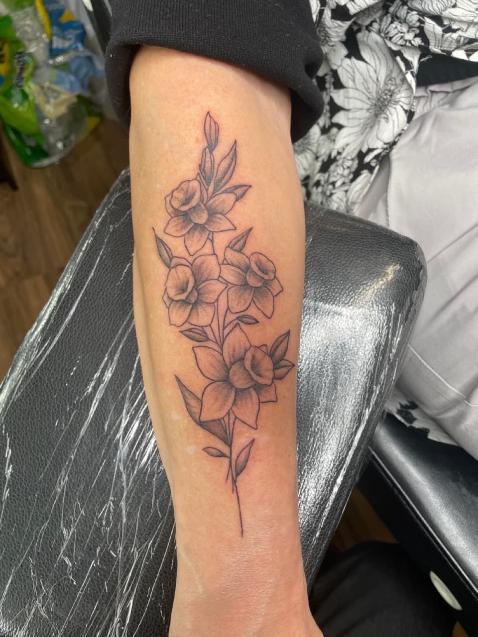 Floral + Black & Grey flowers tattoo on Forearm by Dark_Alchemy_Studios on TattMe