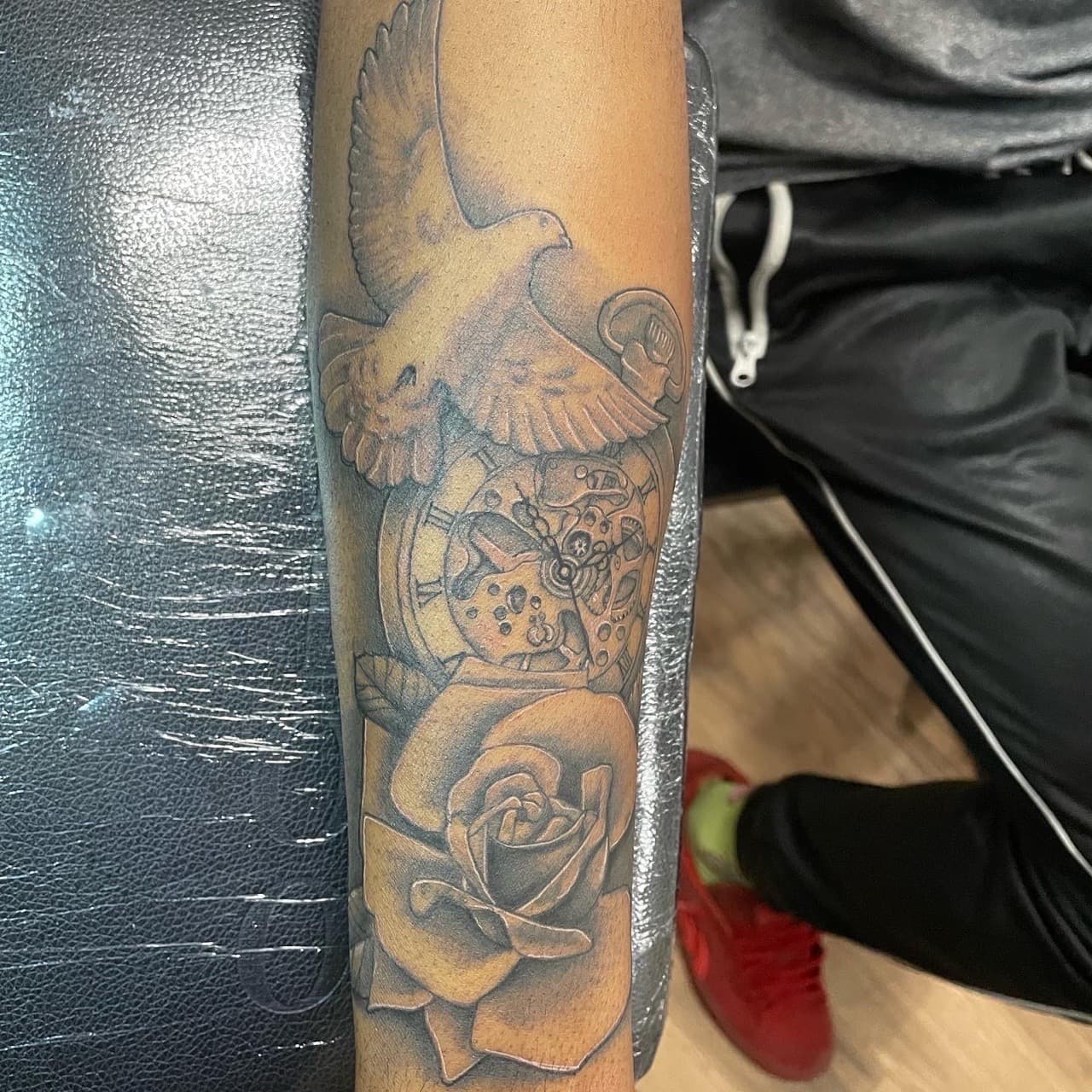 Black & Grey + Realism dove tattoo on Forearm by Dark_Alchemy_Studios on TattMe