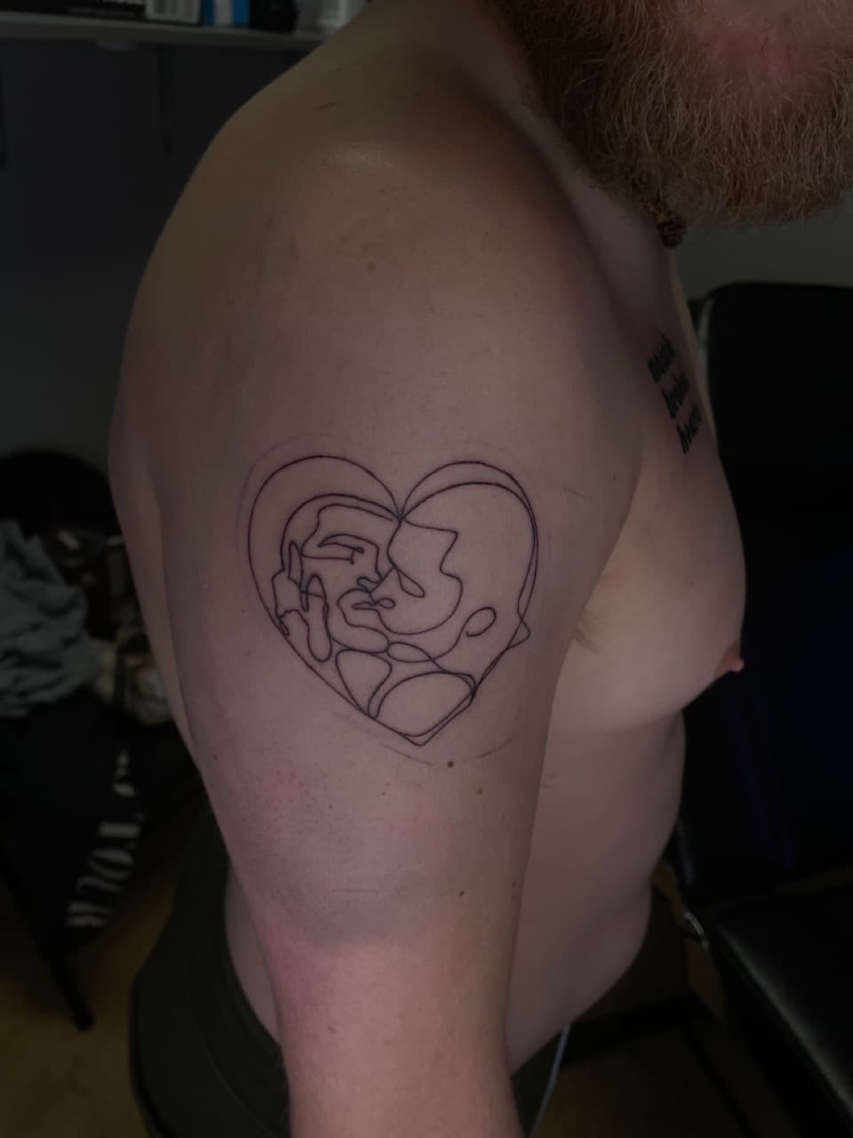 Fine Line + Line-work heart tattoo on Upper Arm by Dark_Alchemy_Studios on TattMe