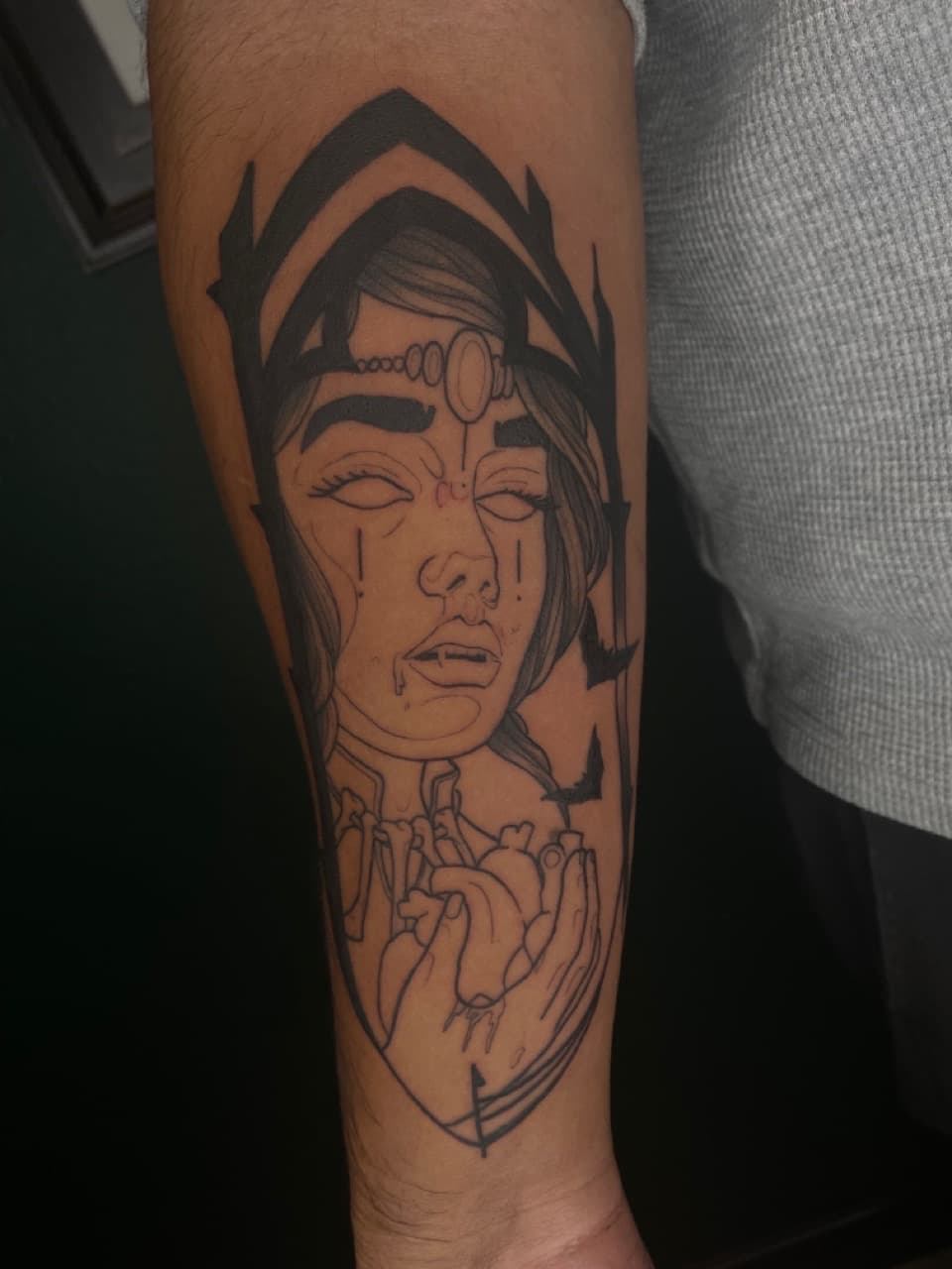 Black-work + Illustrative female tattoo on Forearm by Dark_Alchemy_Studios on TattMe