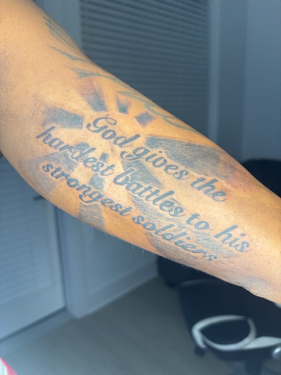 Lettering + Black & Grey quote tattoo on Forearm by 33_Tattoos on TattMe