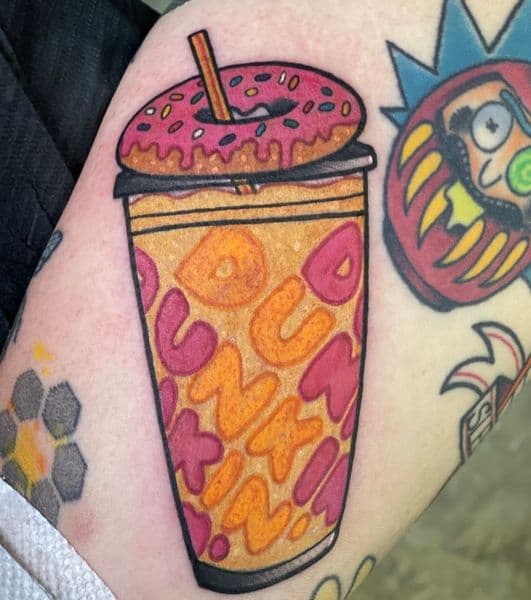 New School + Color donut tattoo on Forearm by Wraithtattoos on TattMe