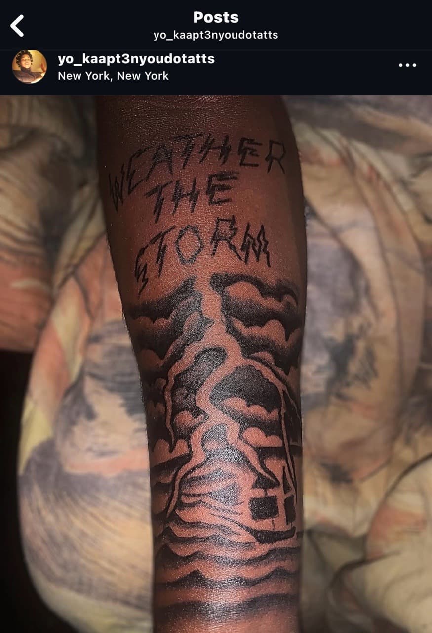 Black-work + Illustrative lightning tattoo on Forearm by Kaapt3ntattoos on TattMe