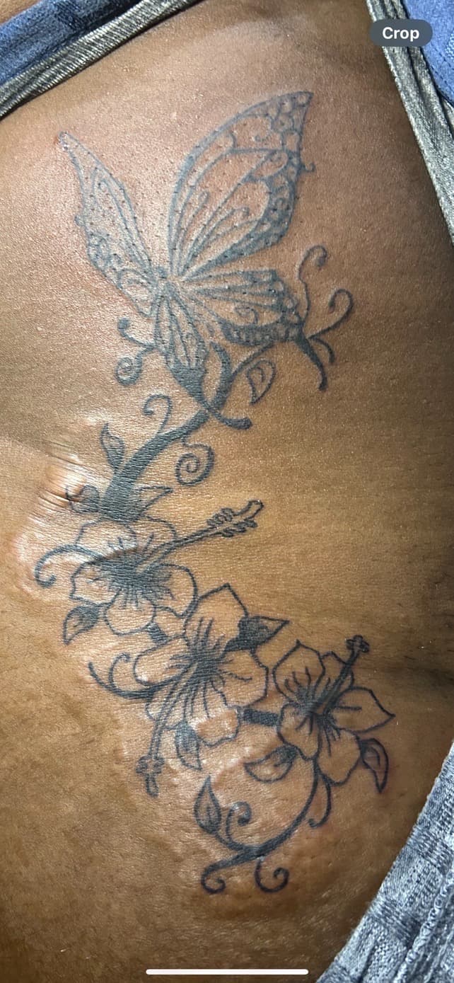 Fine Line + Black & Grey butterfly tattoo on Hip by Kaapt3ntattoos on TattMe