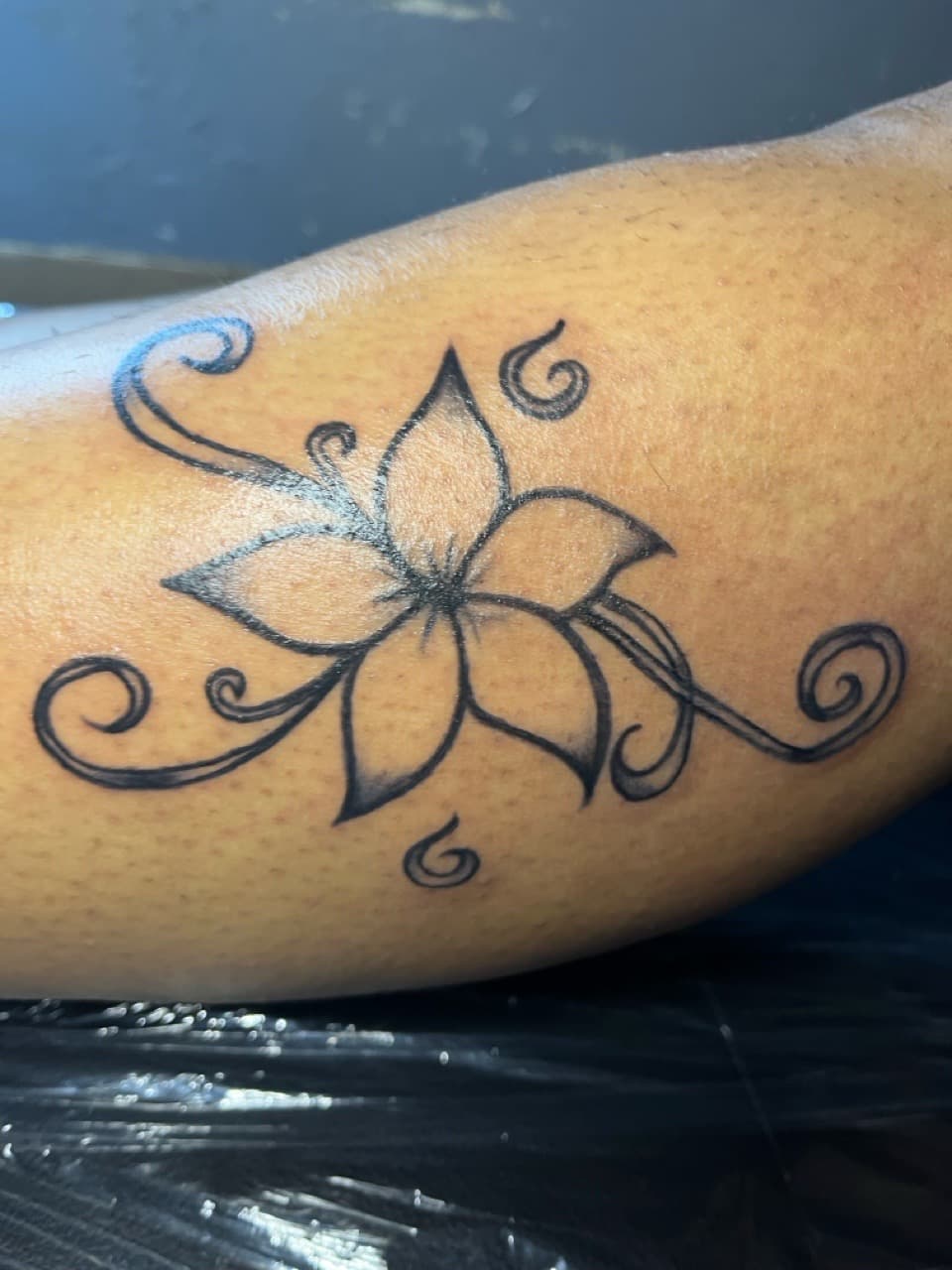 Fine Line + Black & Grey flower tattoo on Forearm by Kaapt3ntattoos on TattMe