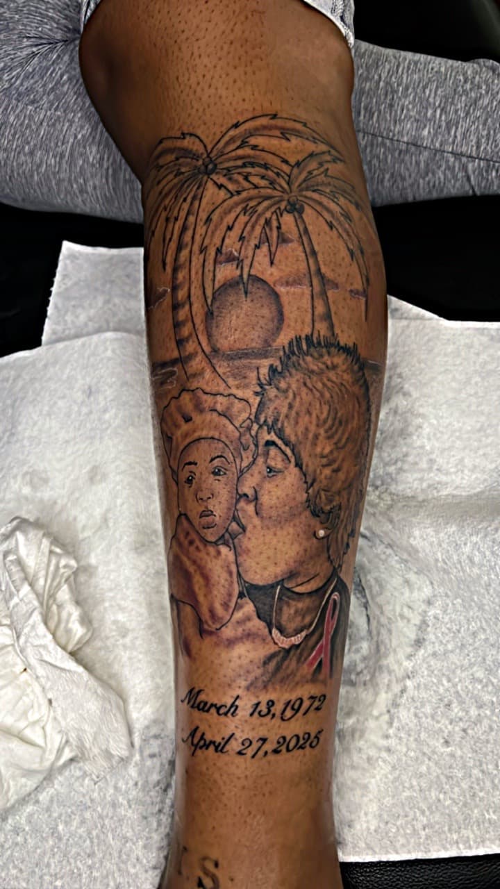 Black & Grey + Illustrative woman tattoo on Calf by LV on TattMe