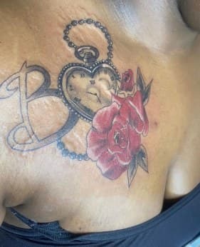 Color + Illustrative heart tattoo on Chest by LV on TattMe