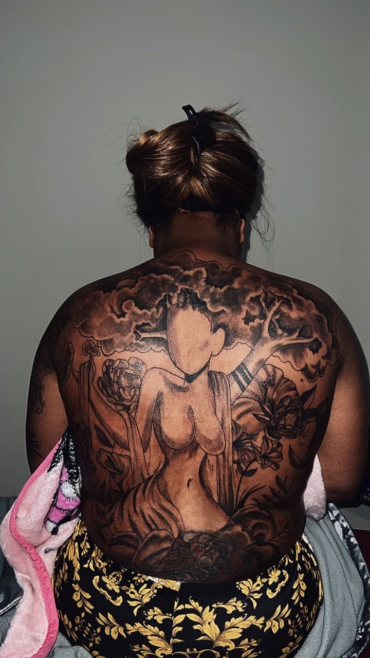 Black & Grey + Illustrative woman tattoo by LV on TattMe