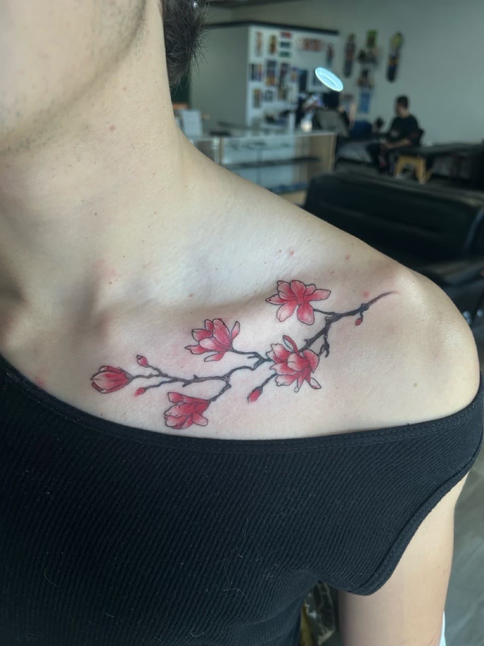 Floral + Fine Line flowers tattoo on Shoulder by all_saints_social on TattMe