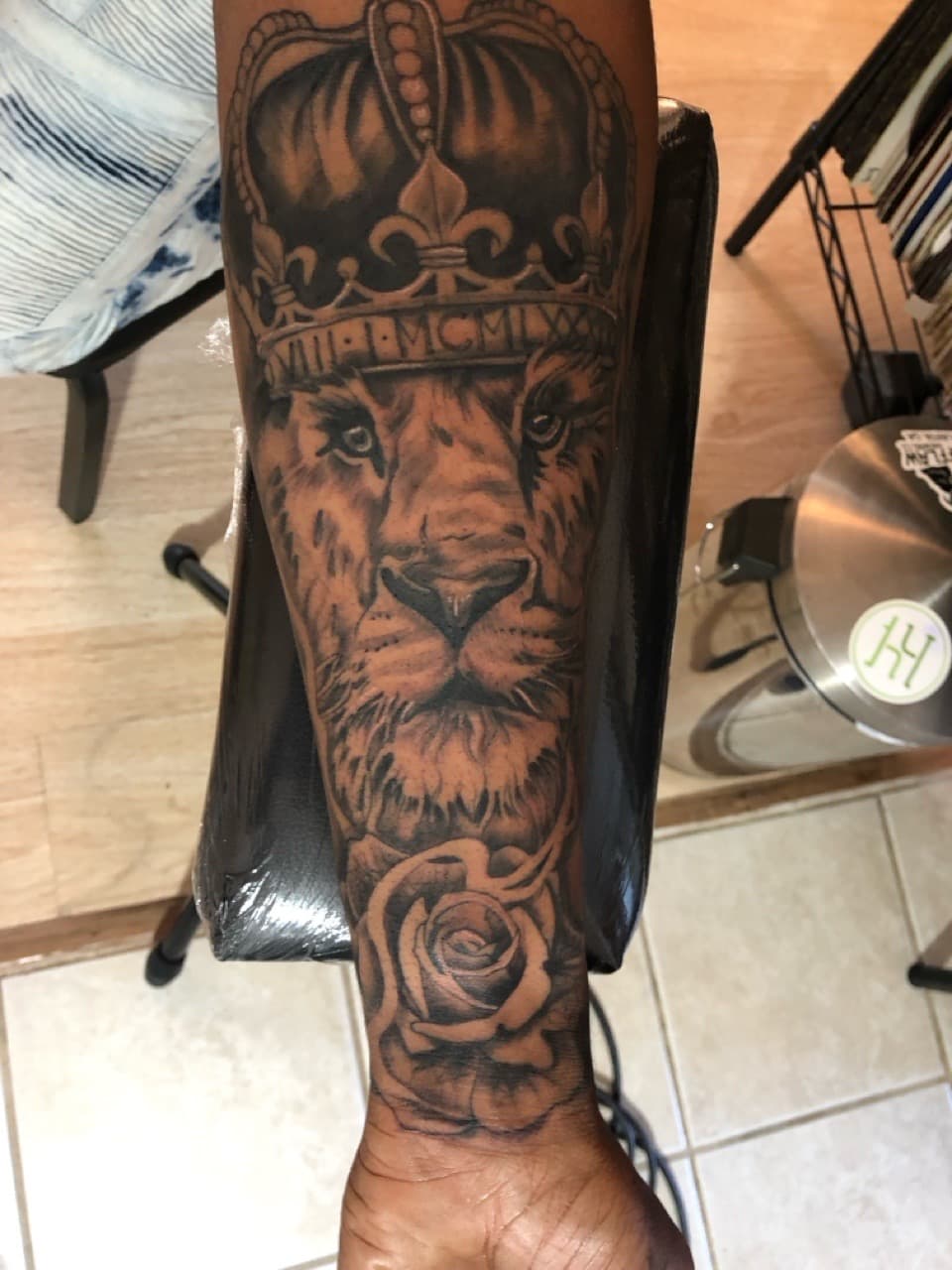 Black & Grey + Realism lion tattoo on Forearm by all_saints_social on TattMe