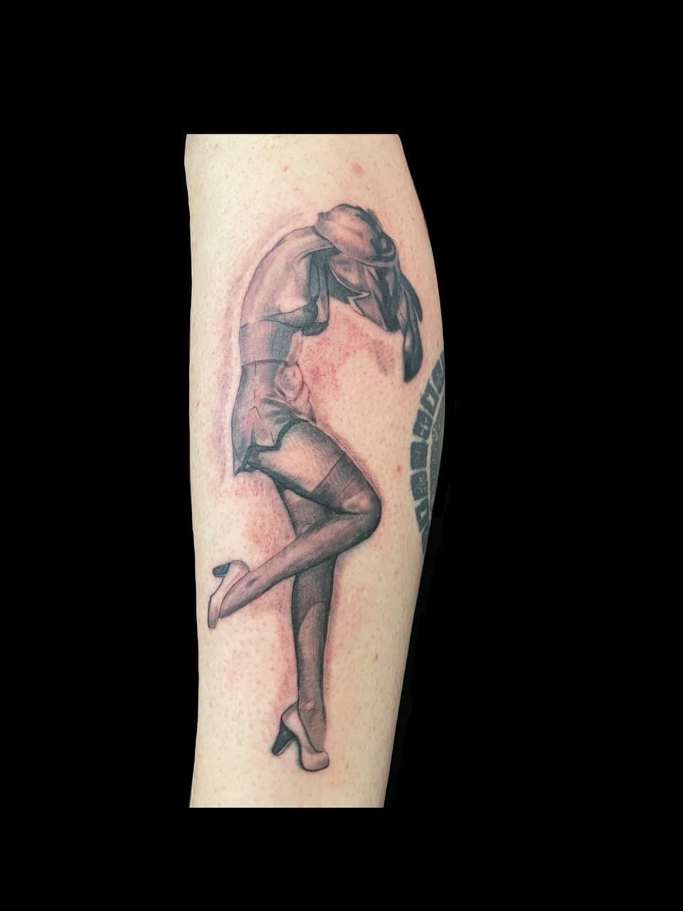 Black & Grey + Illustrative woman tattoo on Calf by all_saints_social on TattMe