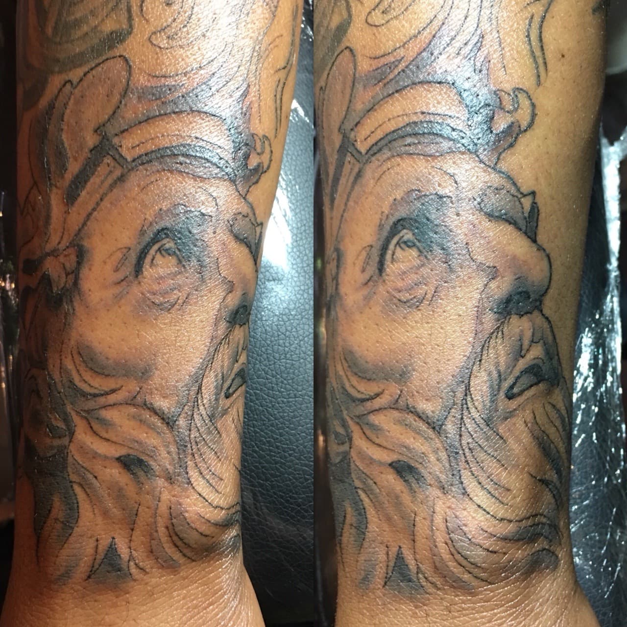 Black & Grey + Realism man tattoo on Forearm by all_saints_social on TattMe