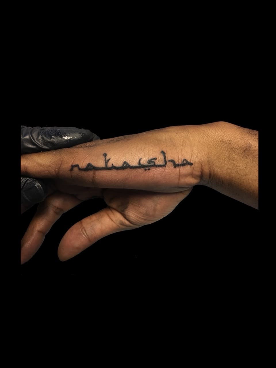 Lettering + Script hand tattoo on Fingers by all_saints_social on TattMe