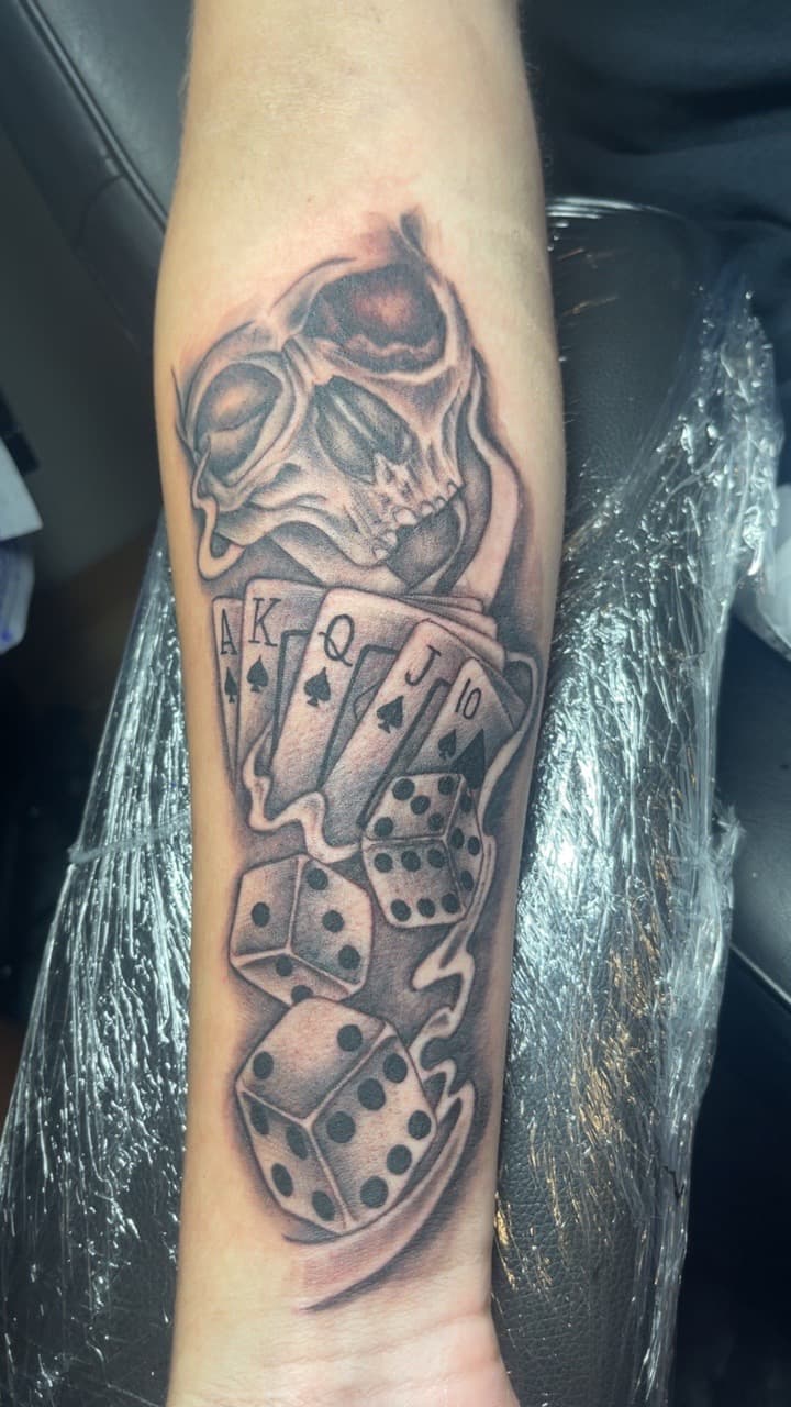 Black & Grey + Illustrative skull tattoo on Forearm by MauryTatz on TattMe