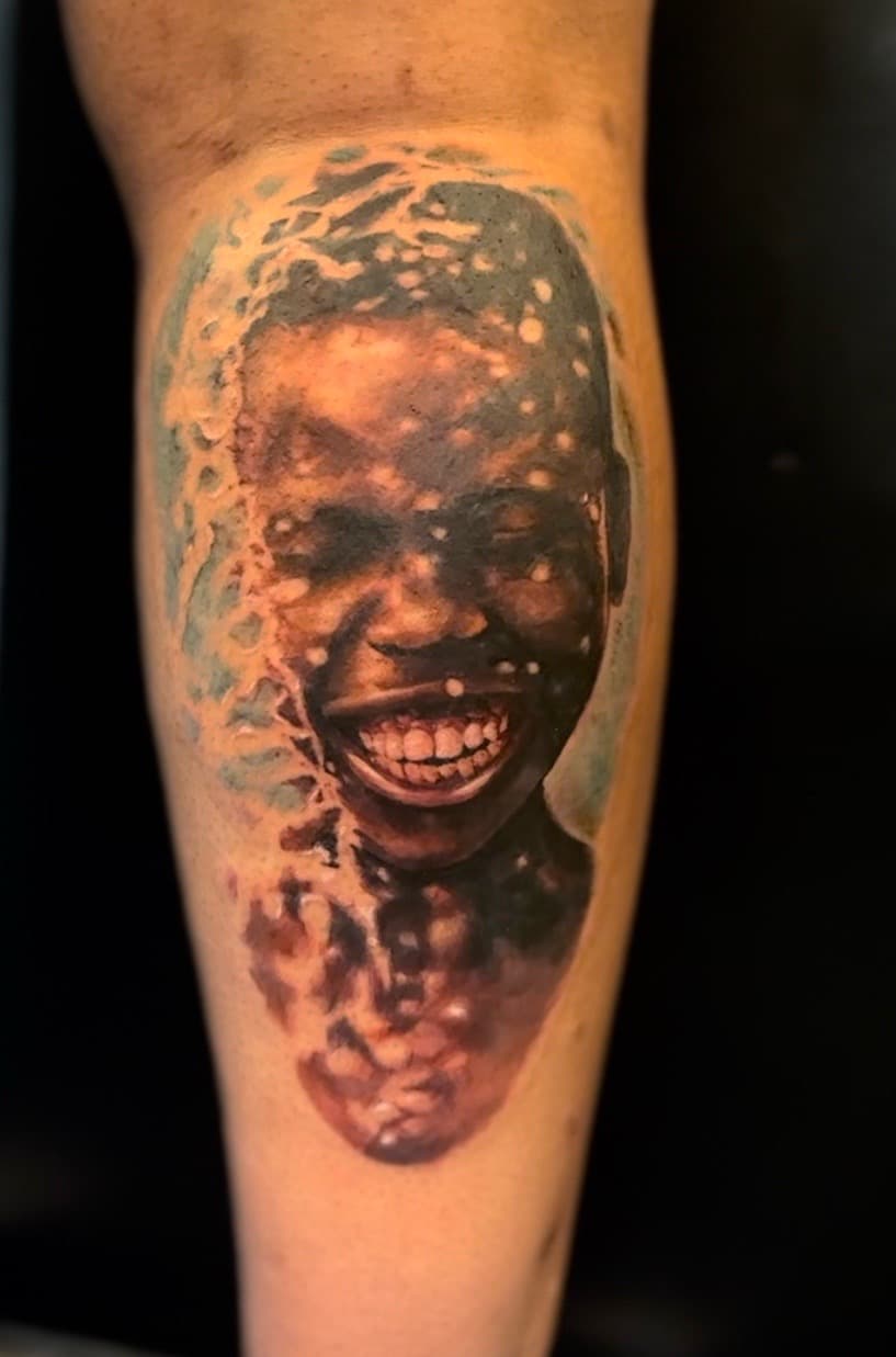Realism + Color child tattoo on Calf by J.R._Outlaw on TattMe