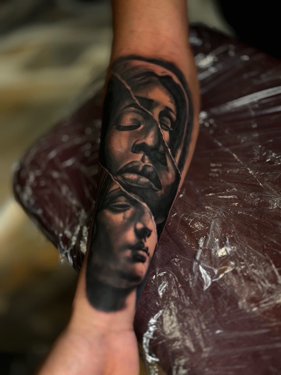Black & Grey + Realism faces tattoo on Forearm by J.R._Outlaw on TattMe