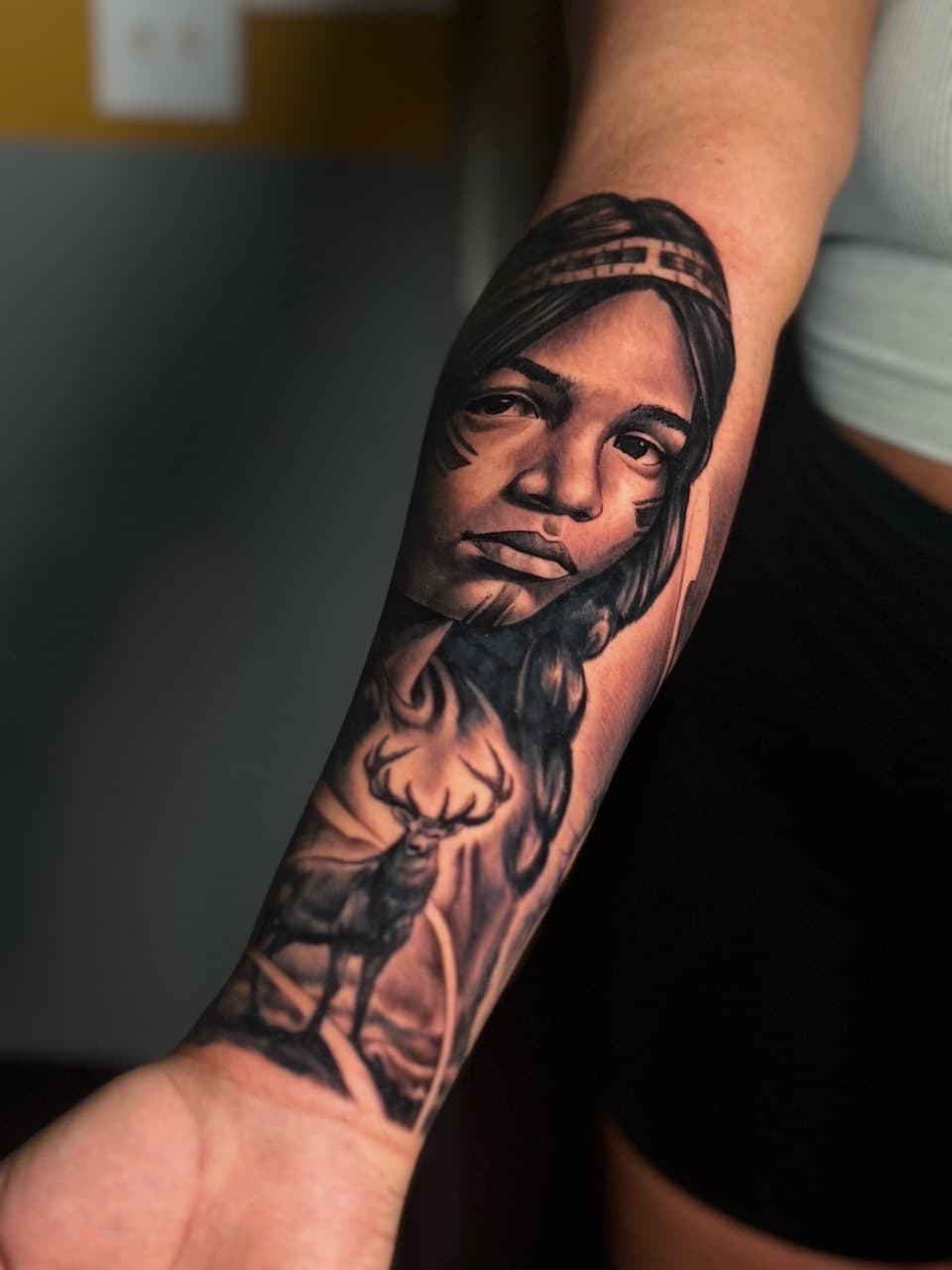 Realism + Black & Grey woman tattoo on Forearm by J.R._Outlaw on TattMe
