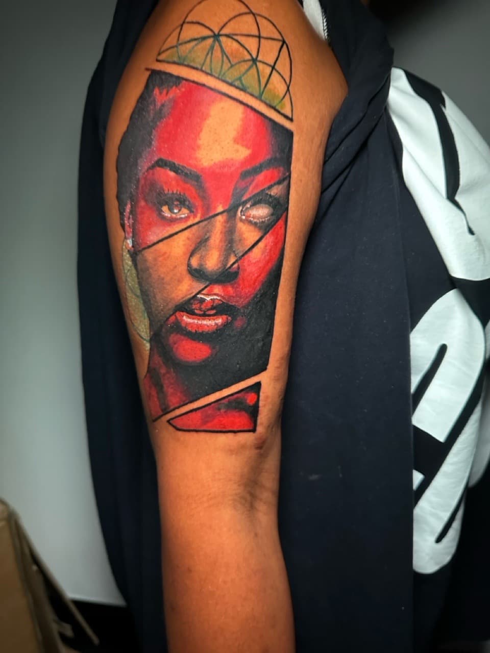Realism + Color woman tattoo on Upper Arm by J.R._Outlaw on TattMe