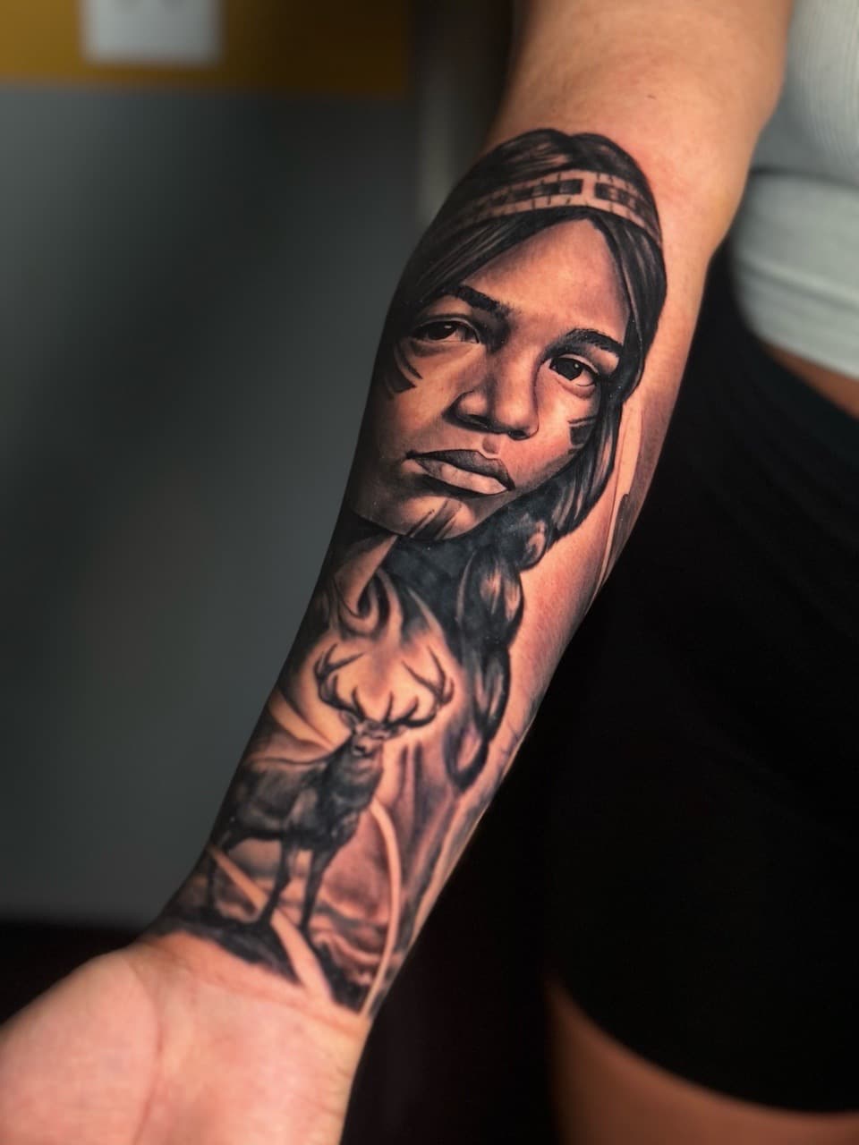 Black & Grey + Realism woman tattoo on Forearm by J.R._Outlaw on TattMe