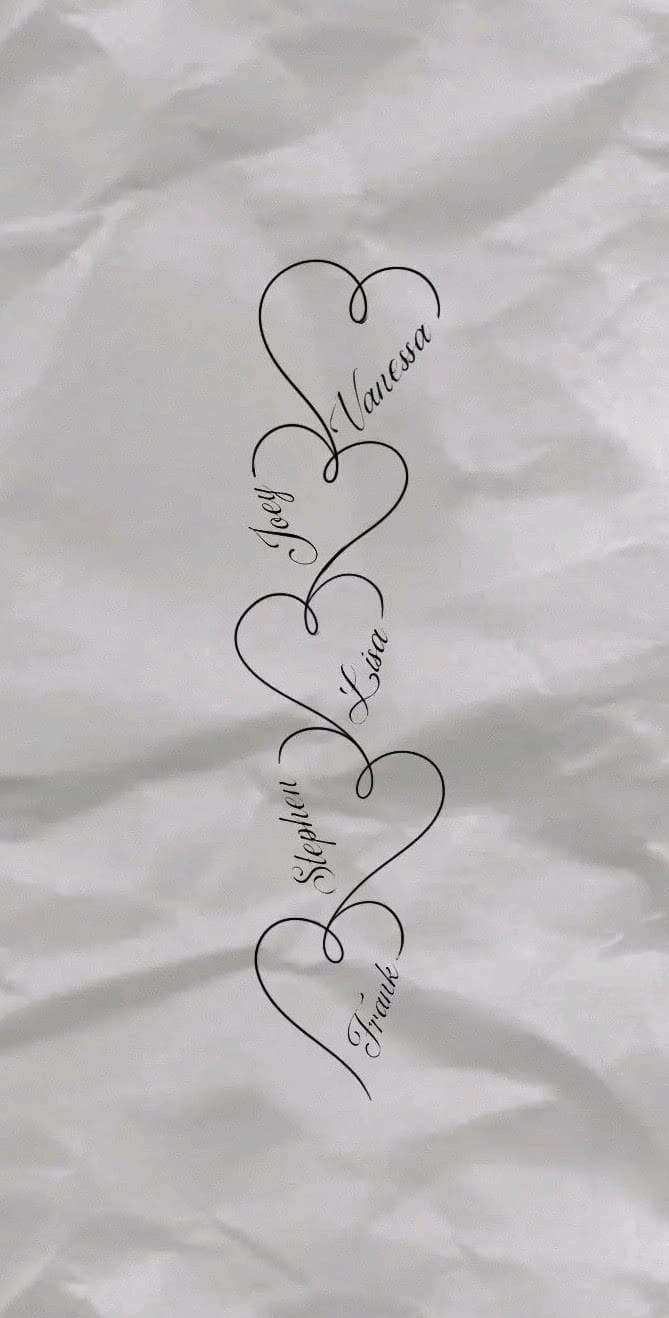 Lettering + Script hearts tattoo by mimsey_ink on TattMe