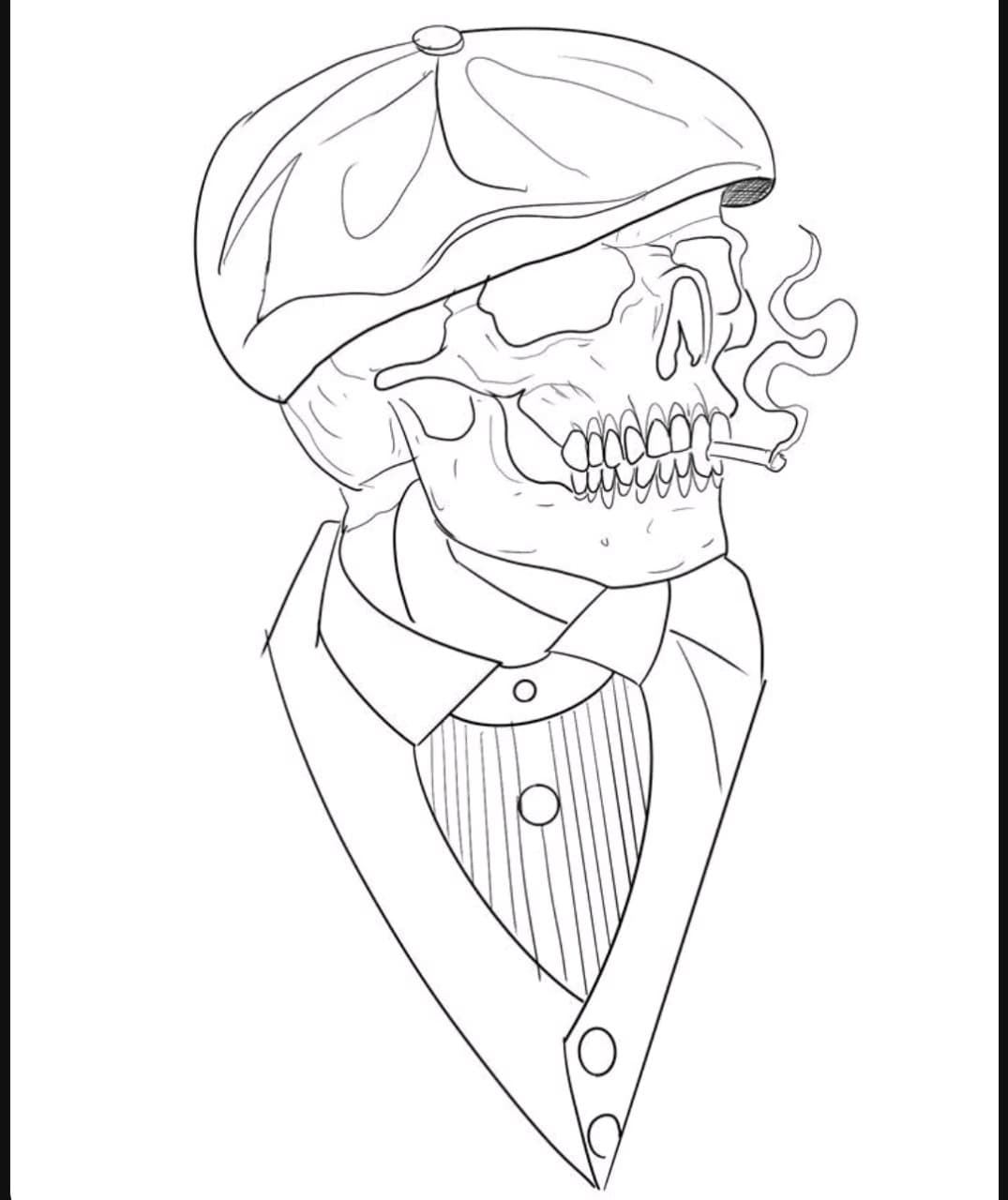Line-work + Illustrative skull tattoo by mimsey_ink on TattMe